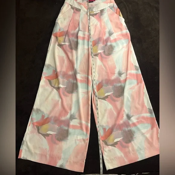 Alice + Olivia long wide-leg watercolor floral pants - Picture 5 of 9